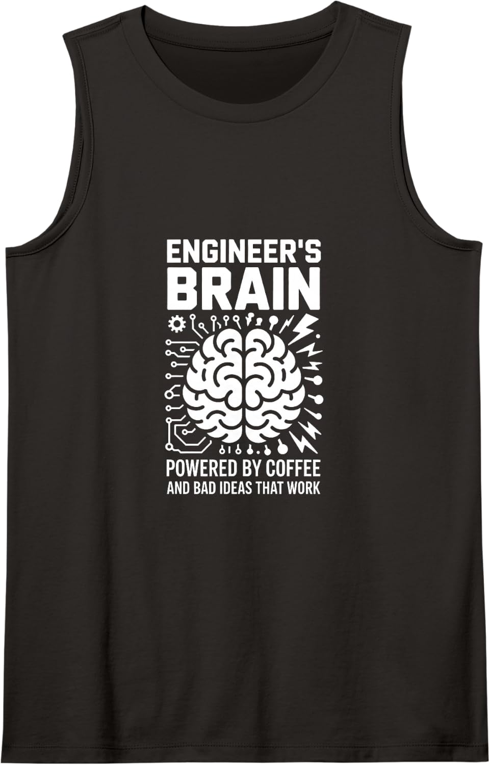 Engineer's Brain Powered By Coffee Engineer Tank Top - Black