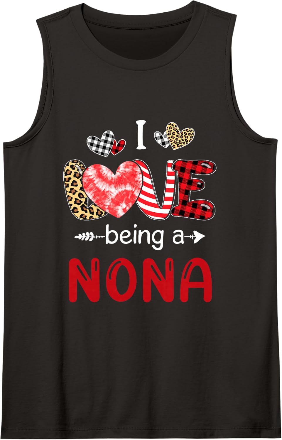 Leopard Happy Mother's Day I Love Being A Nona Buffalo Plaid Sleeveless Tank Top - Black