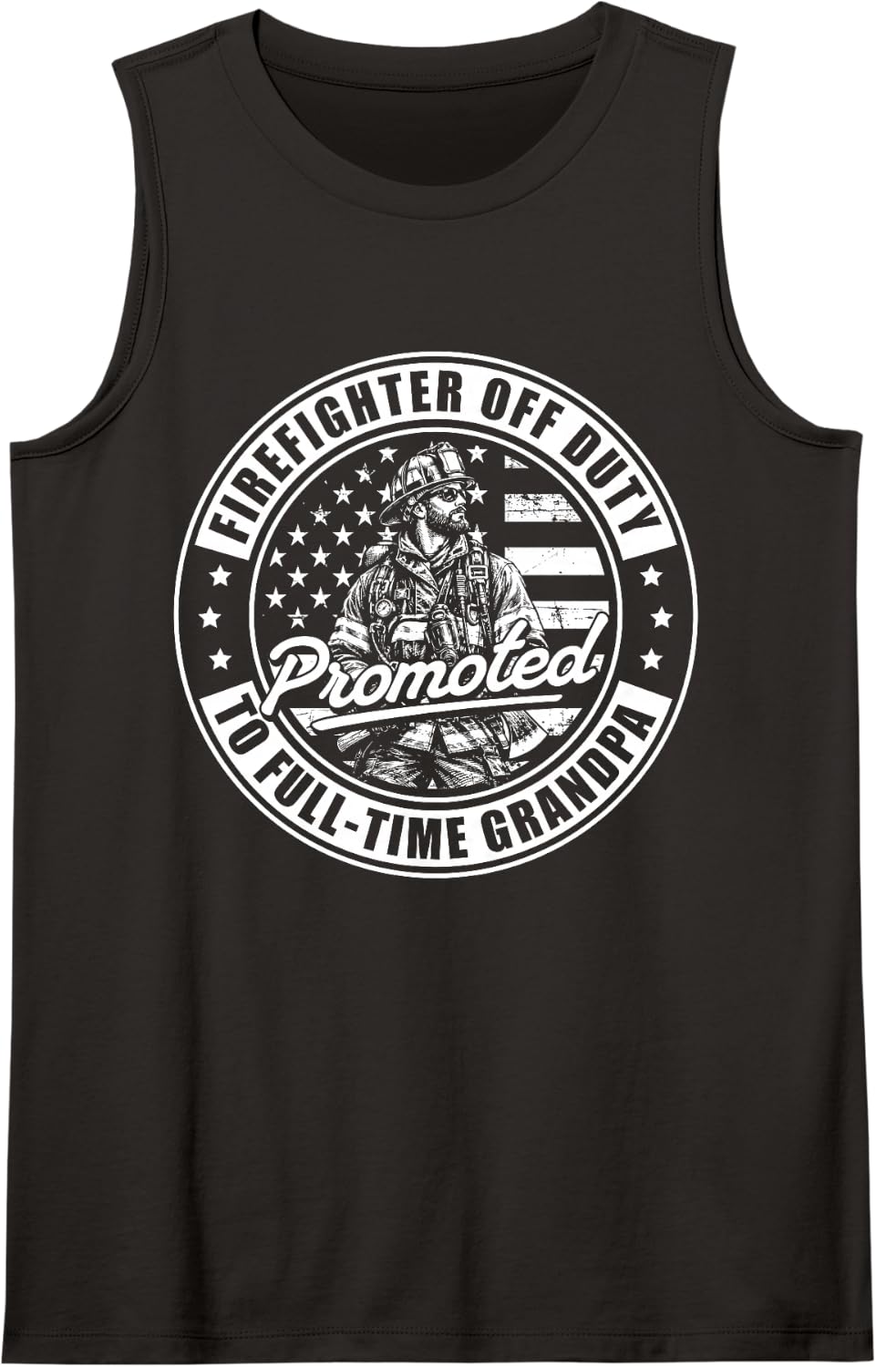 Retired Firefighter Off Duty Promoted to Full-Time Grandpa Sleeveless Tank Top - Black