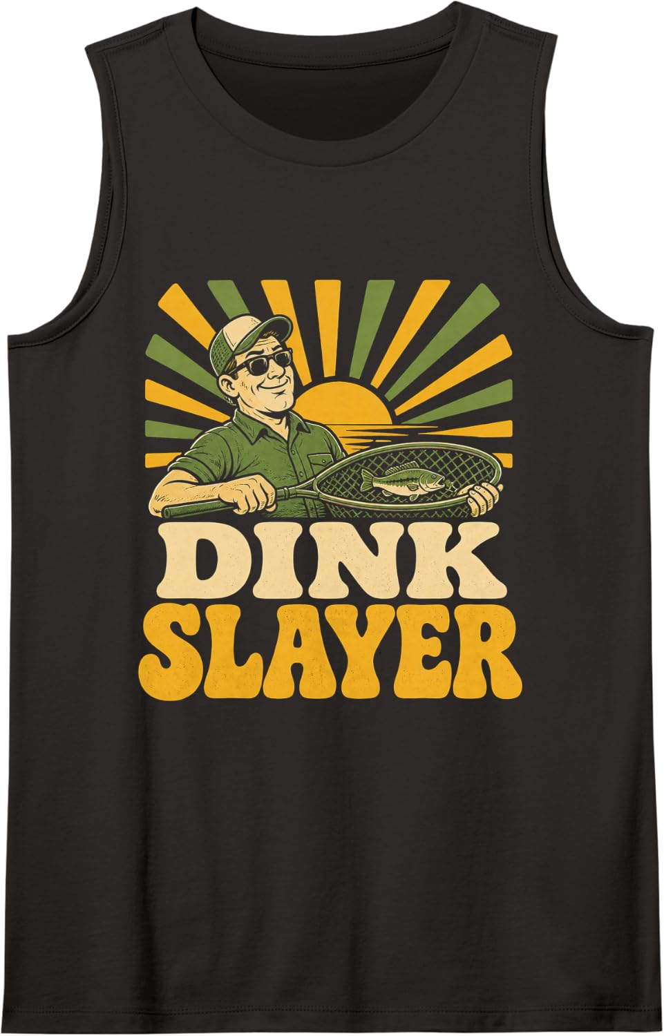 Dink Slayer Funny Fishing Men Bass Angler Gift Sleeveless Tank Top - Black
