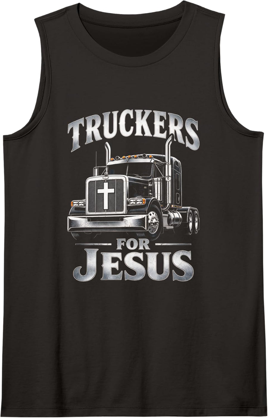 Truckers for Jesus – Christian Faith Truck Driver Graphic Sleeveless Tank Top - Black