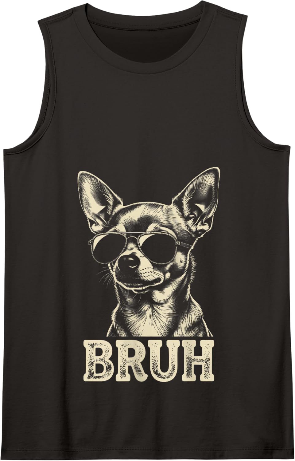Chihuahua Sunglasses Bruh Funny Dog Lovers Kids Teens Tank Top - Black
