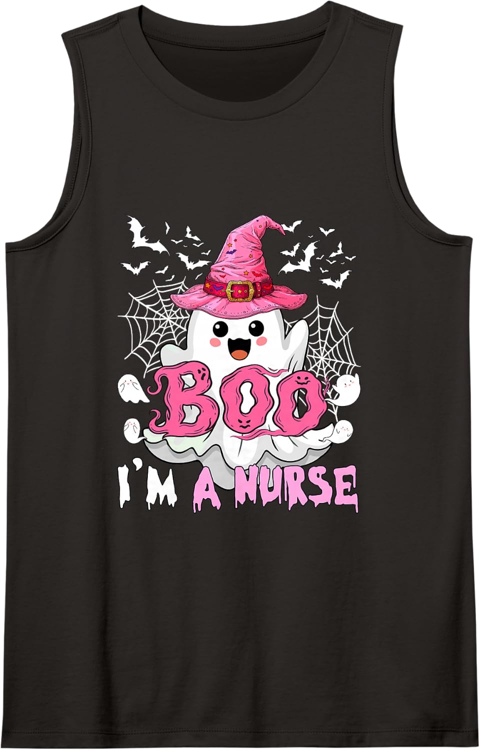 Boo Proud A Nurse Halloween Ghost Cosplay Witch Lover Sleeveless Tank Top - Black