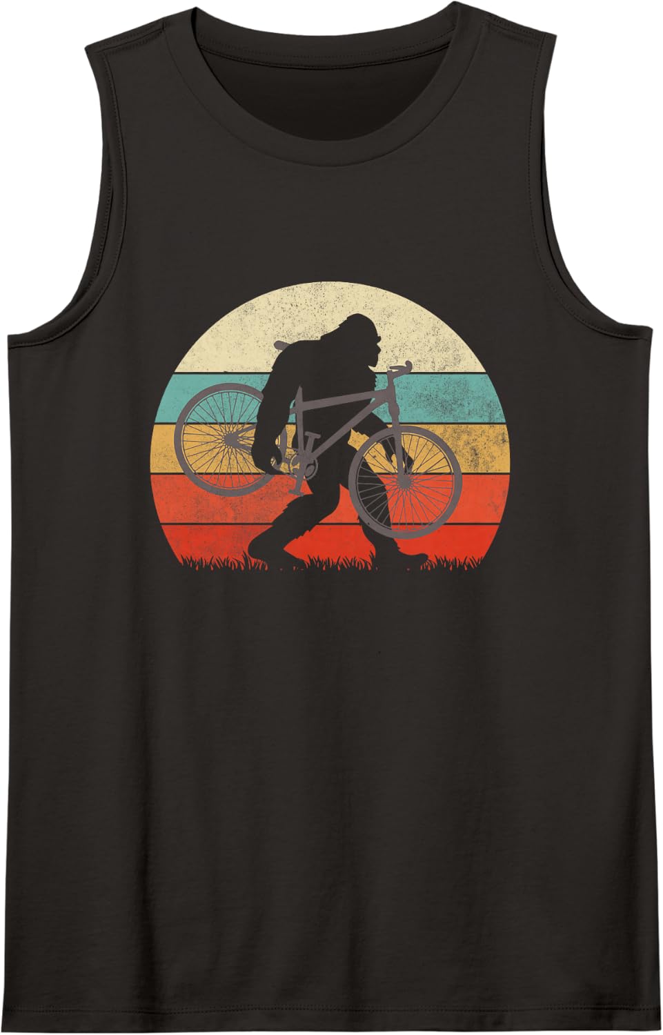 Bigfoot Mountain Bike Funny MTB Biking Cycling Sasquatch Men Sleeveless Tank Top - Black