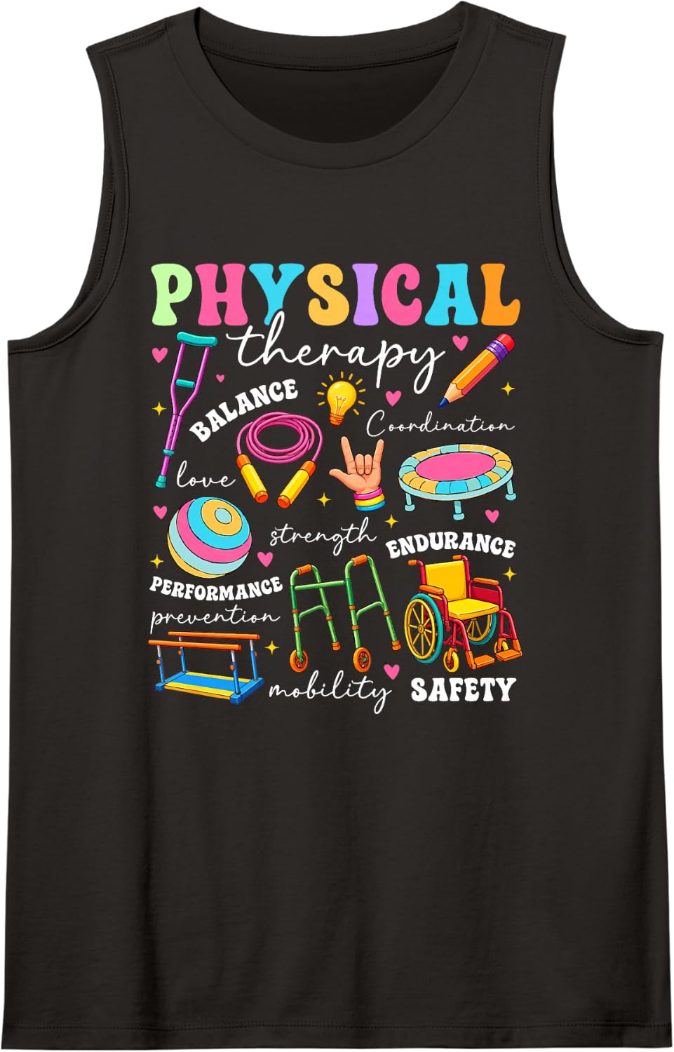 Physical Therapy Assistant Appreciation PTA Groovy Sleeveless Tank Top - Black