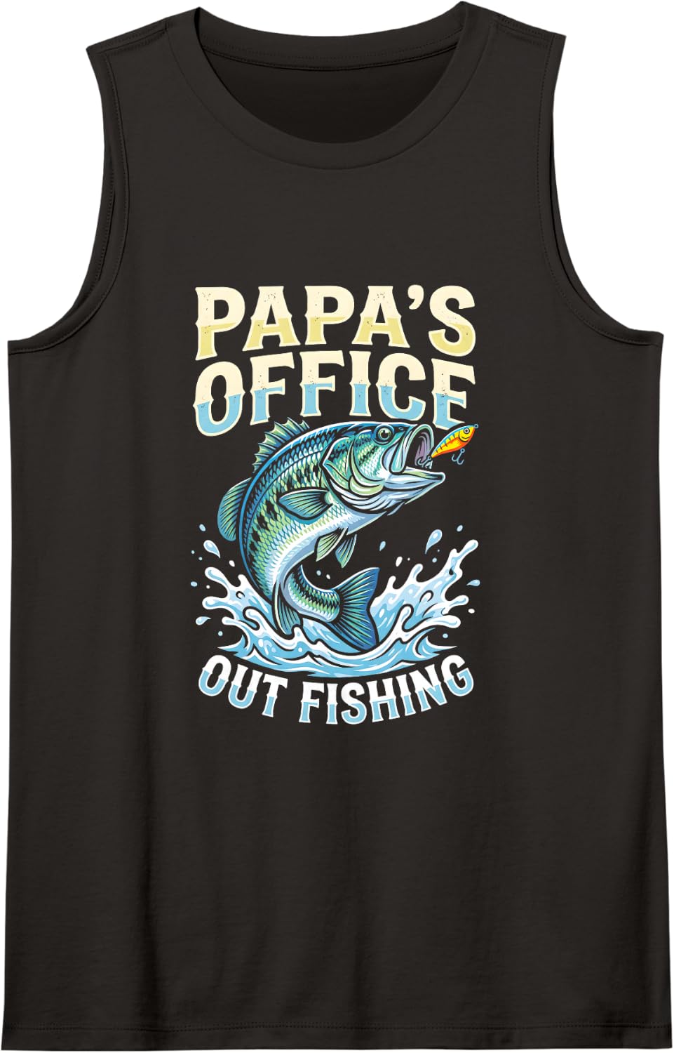 Largemouth bass Fishing papa dad Angler Office Cut Sleeveless Tank Top - Black