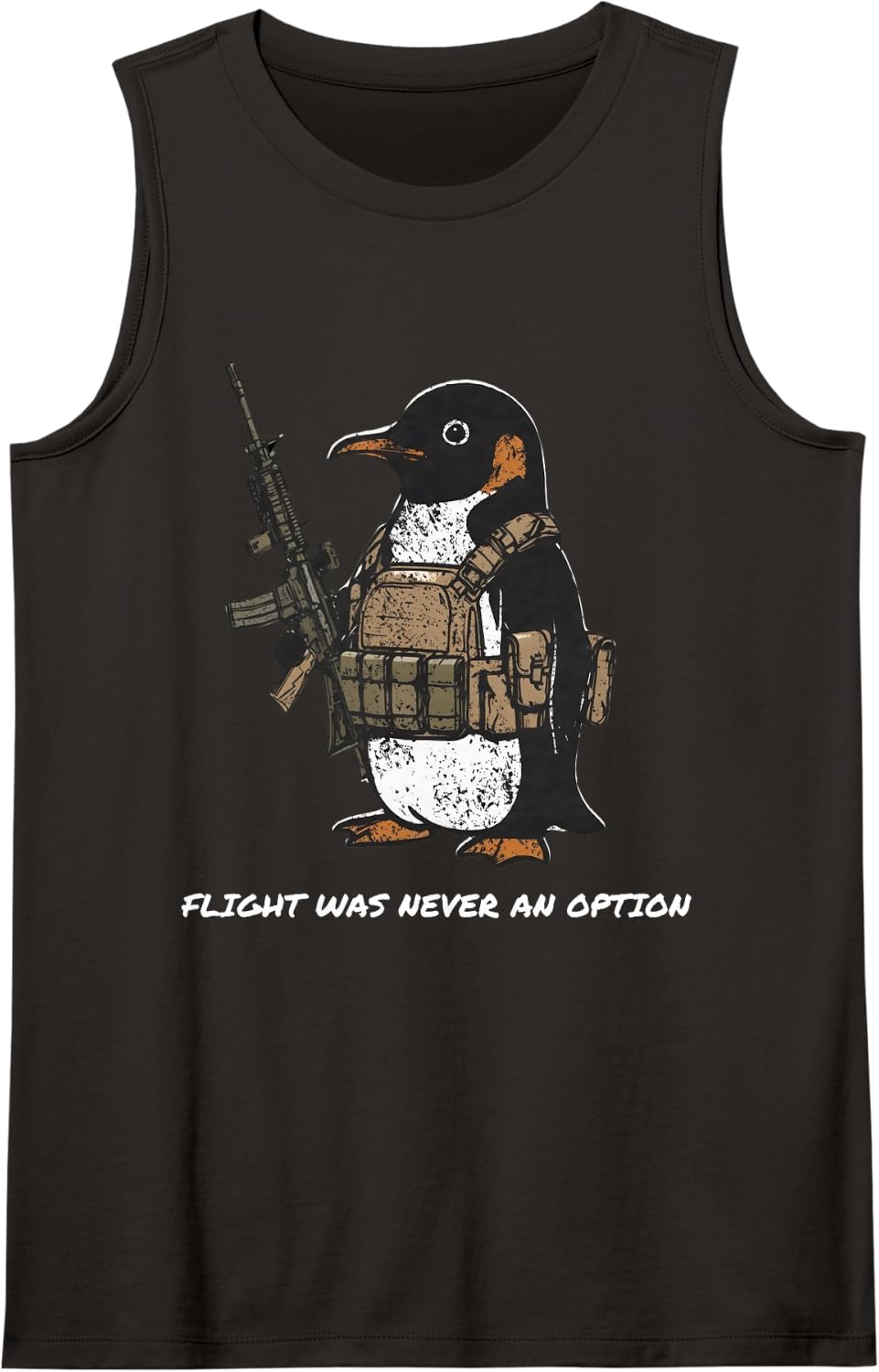 Flight was Never an Option Funny Penguin with Knife Sleeveless Tank Top - Black