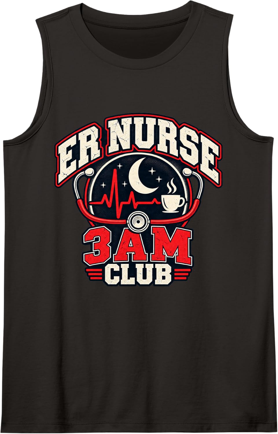 Retro ER Nurse 3AM Club Night Shift Nurse Sleeveless Tank Top - Black