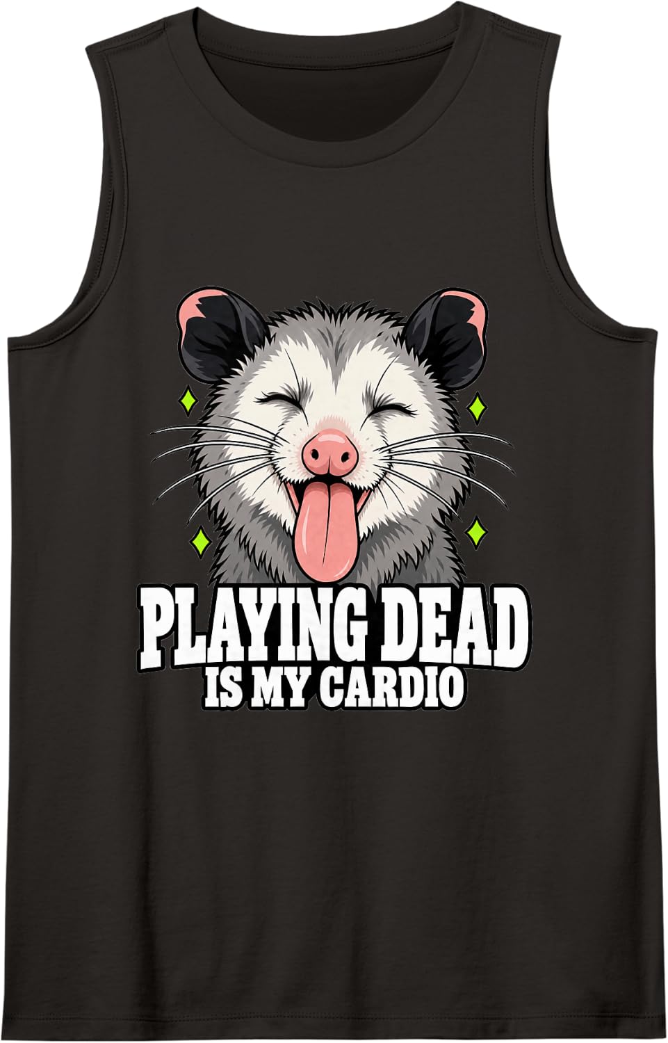 Opossum Playing Dead is My Cardio Possum Keeper Fan Funny Sleeveless Tank Top - Black