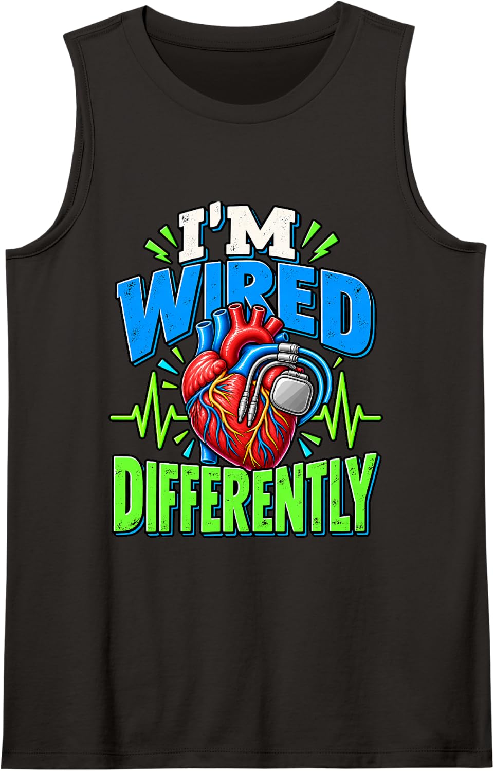 I'm Wired Icd Device Cardiology Cardiac Pacemaker Sleeveless Tank Top - Black