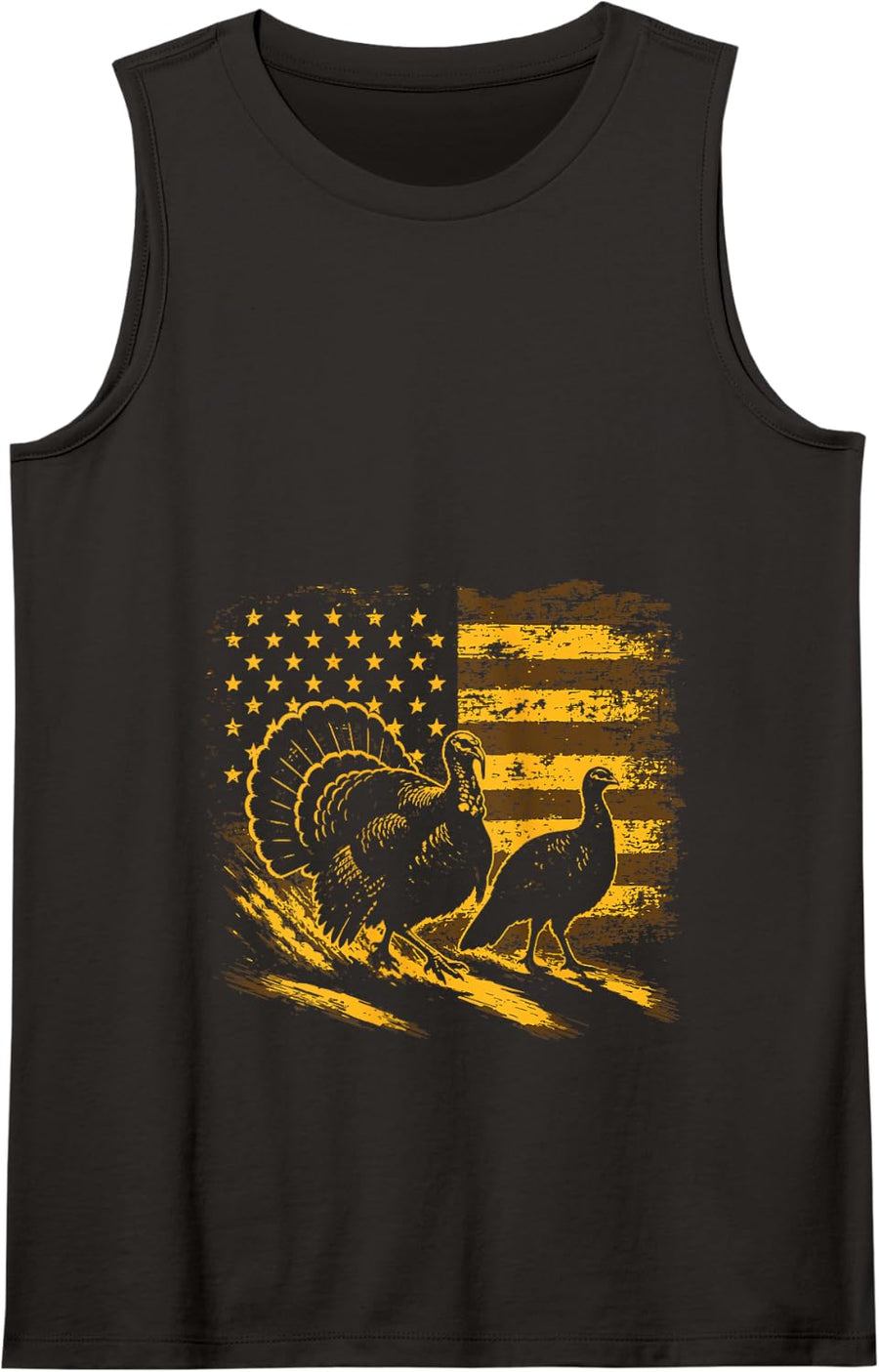 Turkey Hunter - Funny Turkey Hunting Patriotic USA Flag Tank Top - Black