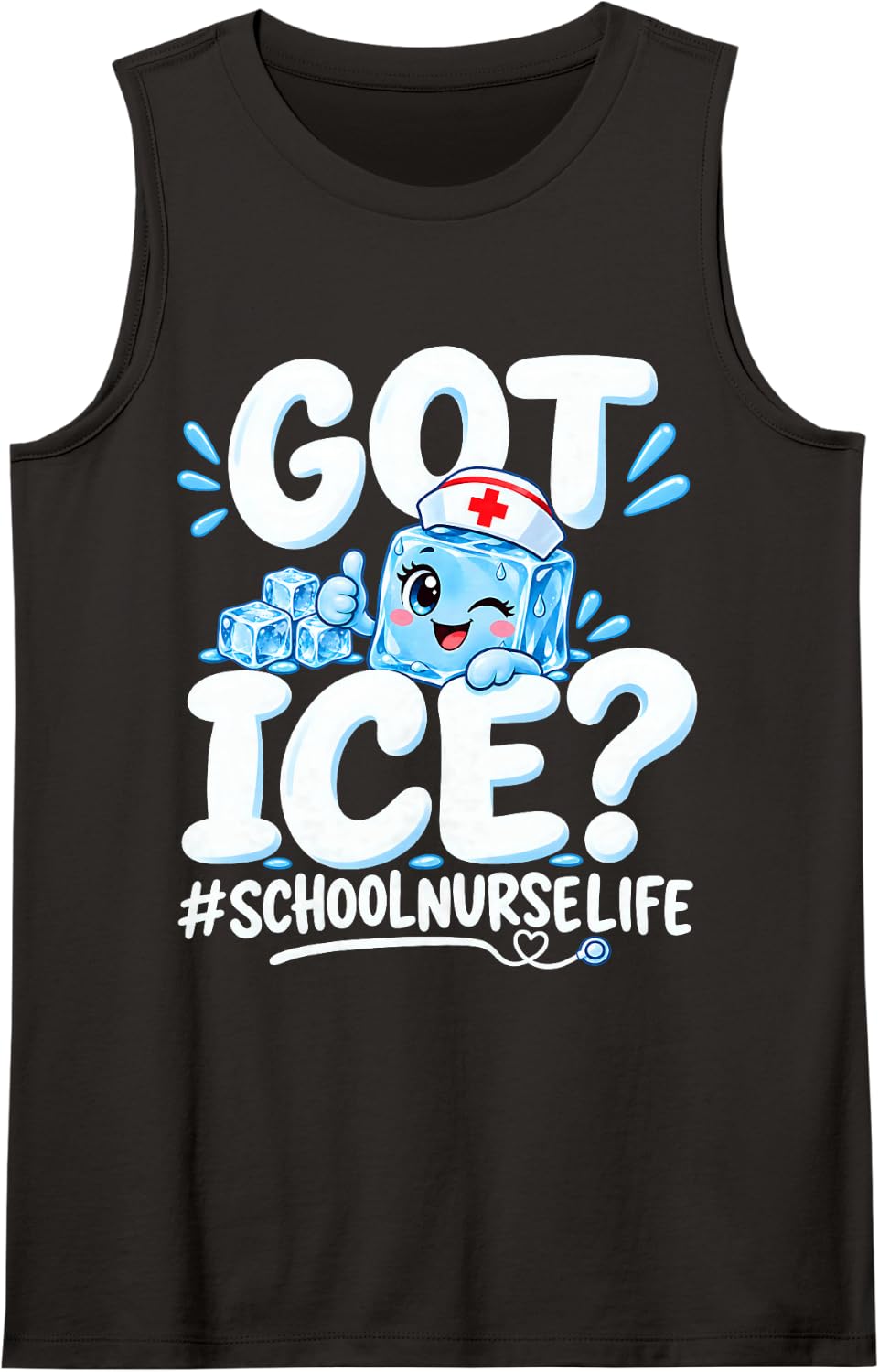 Got Ice? #Schoolnurselife Cute Ice Pack Sleeveless Tank Top - Black