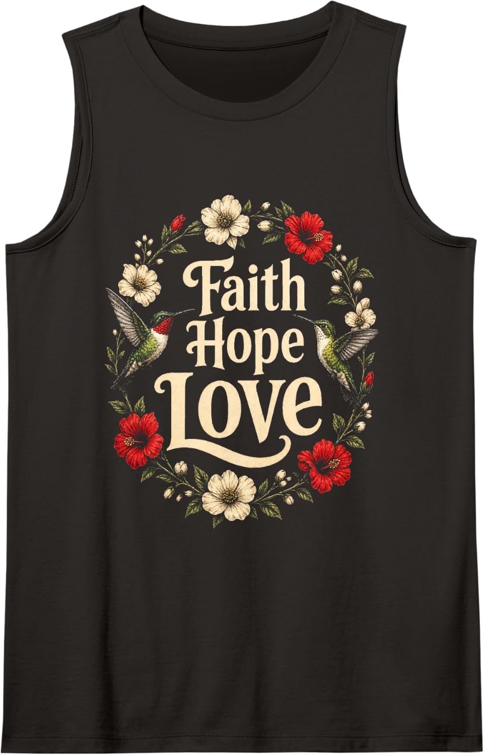 Bird Watching Faith Hope Love Hummingbird Tank Top - Black