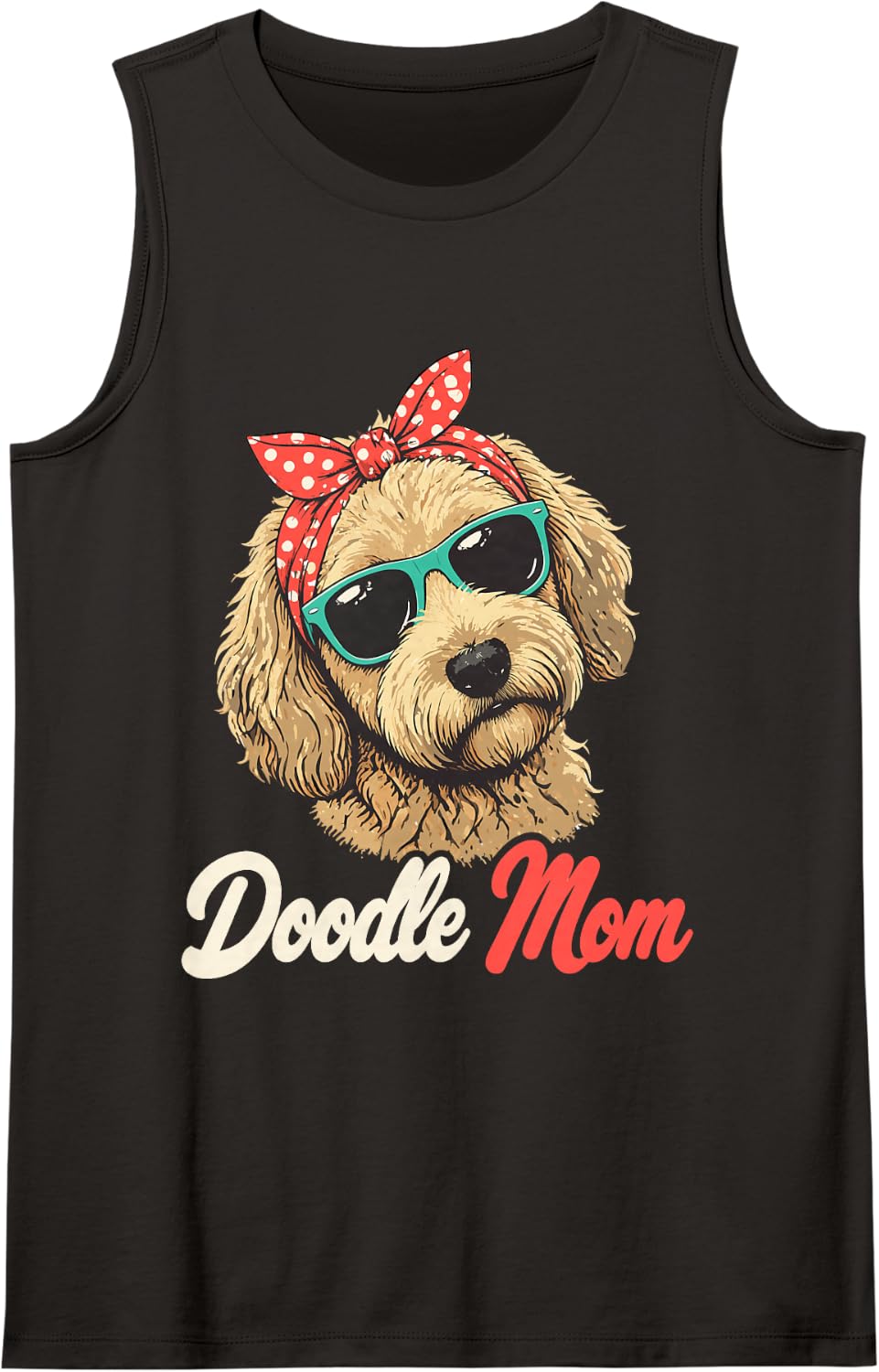 Cute Doodle Mom Labradoodle Sleeveless Tank Top - Black
