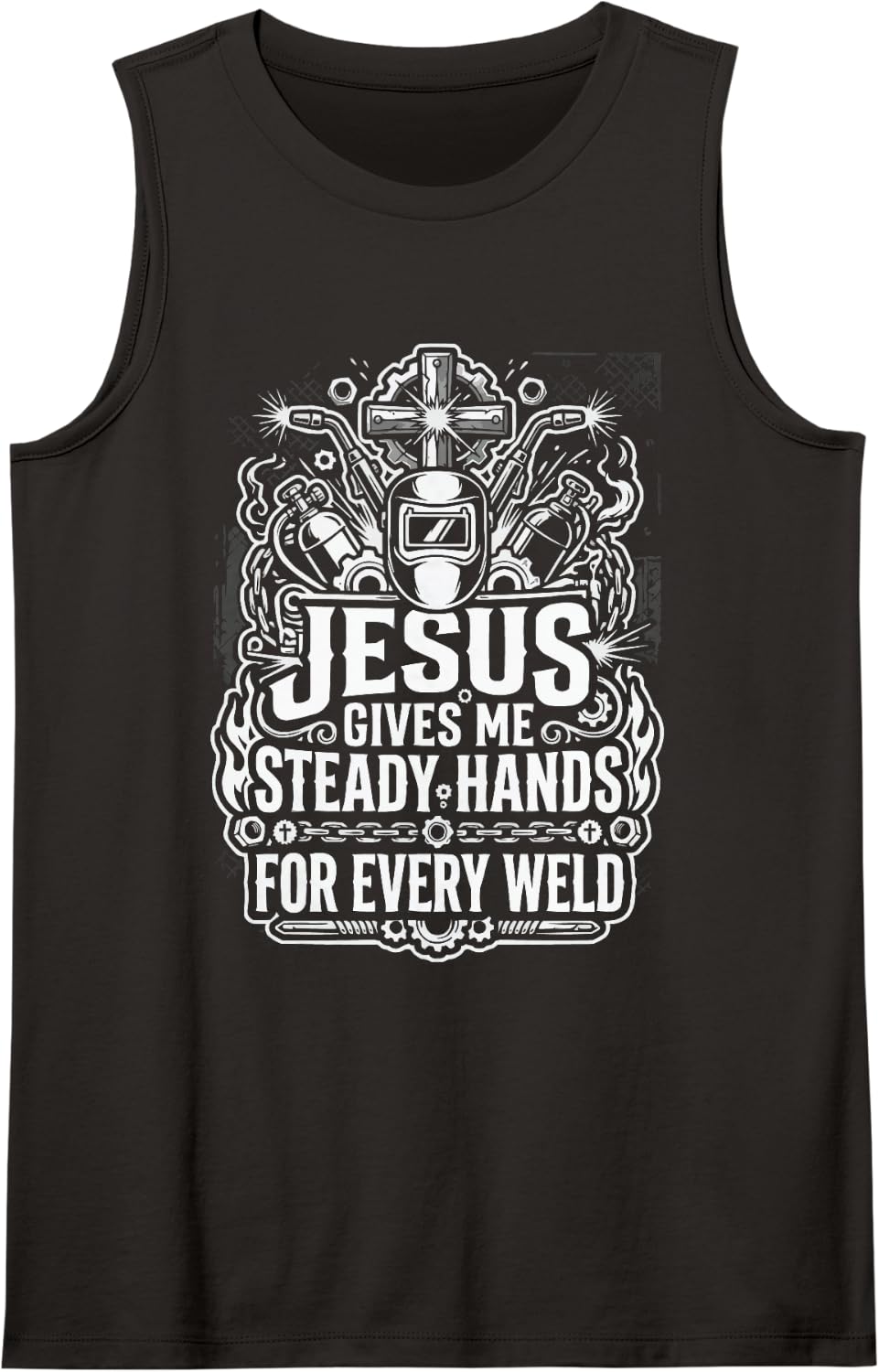 Christian Welder Jesus Christ Christianity Welding Sleeveless Tank Top - Black
