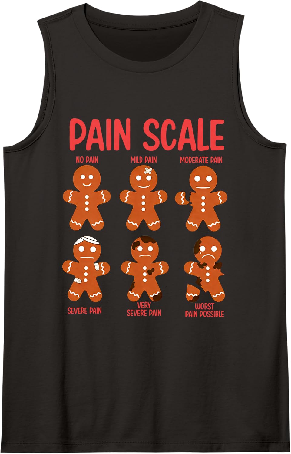 Funny Gingerbread Pain Scale Christmas Nurse Sleeveless Tank Top - Black
