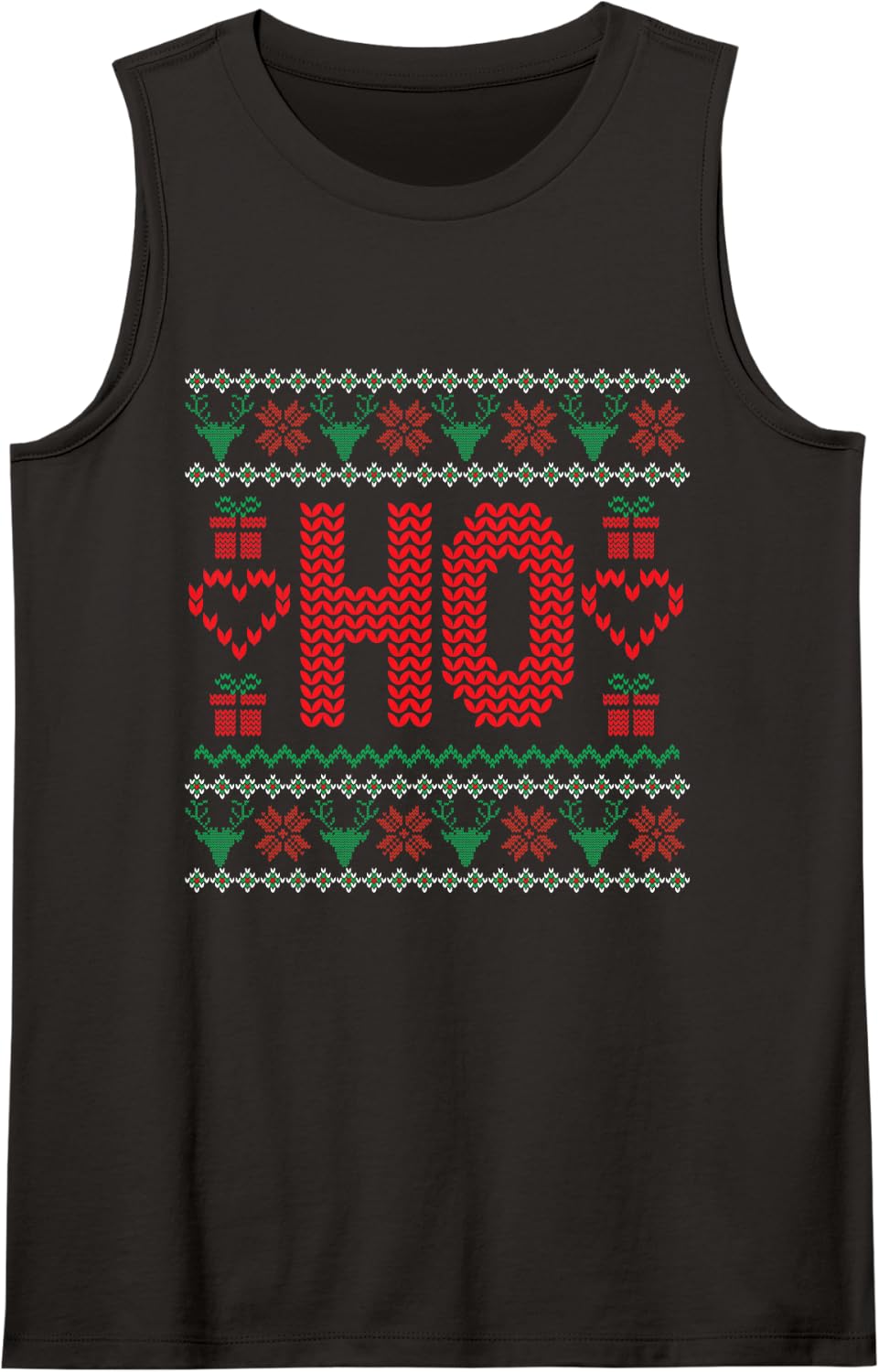 Where My Ho's At Ugly Christmas Sweater Couples Matching Sleeveless Tank Top - Black