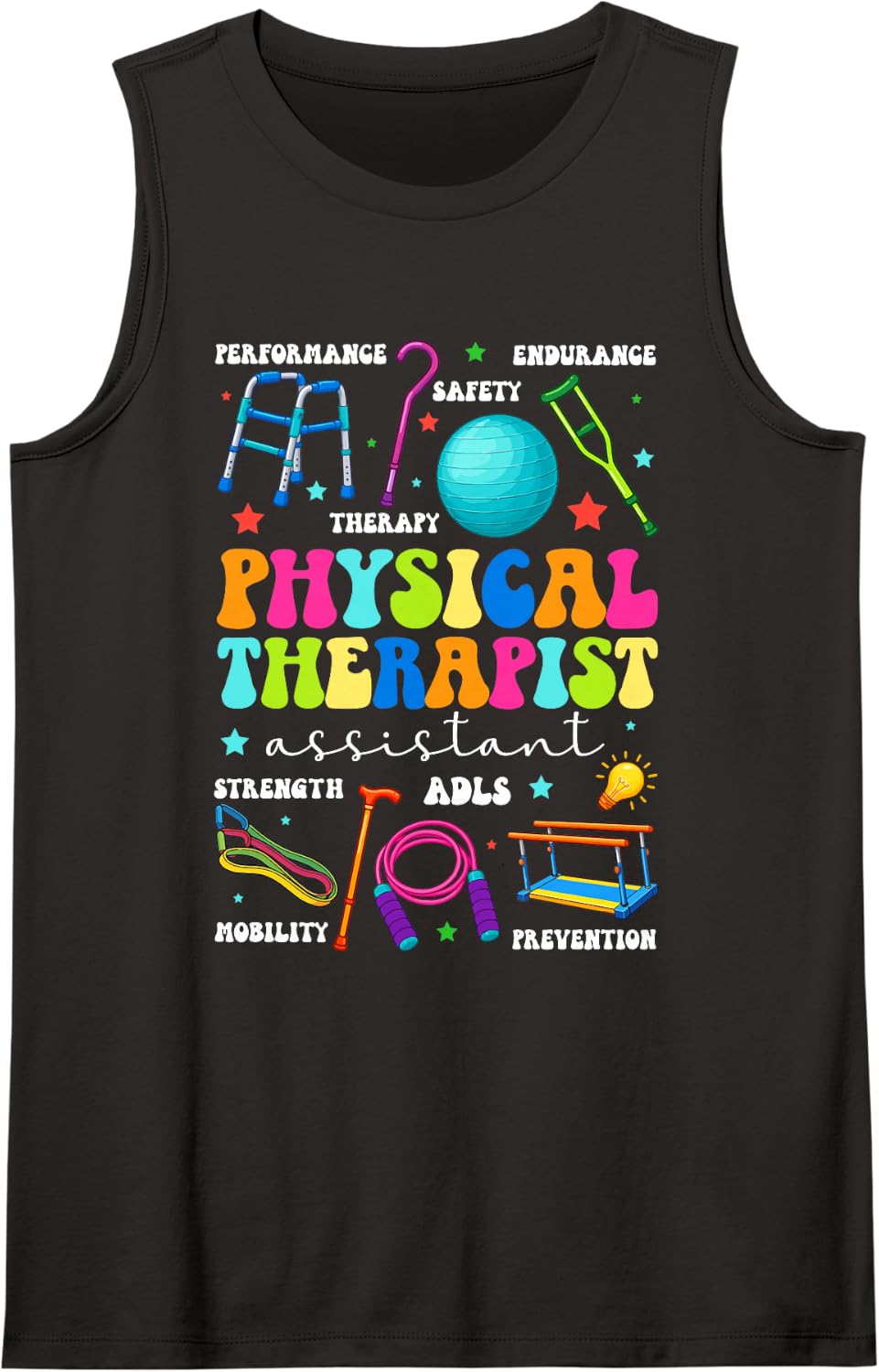 Groovy Physical Therapist Assistant PTA Month Sleeveless Tank Top - Black