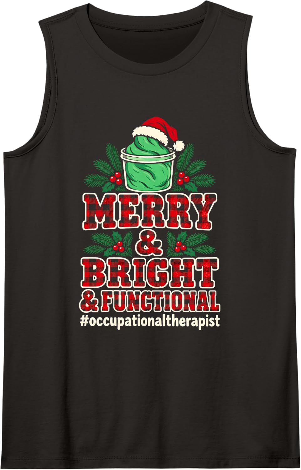 Merry Functional Occupational Therapist Christmas Sleeveless Tank Top - Black