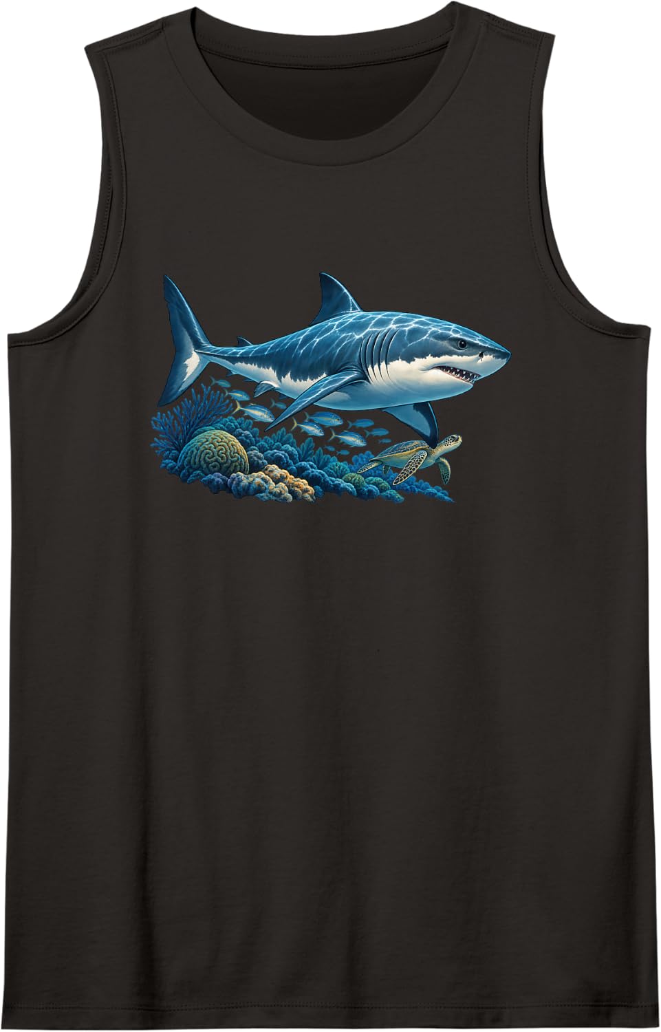 Shark Ocean Wildlife Marine Biology Lover Sleeveless Tank Top - Black