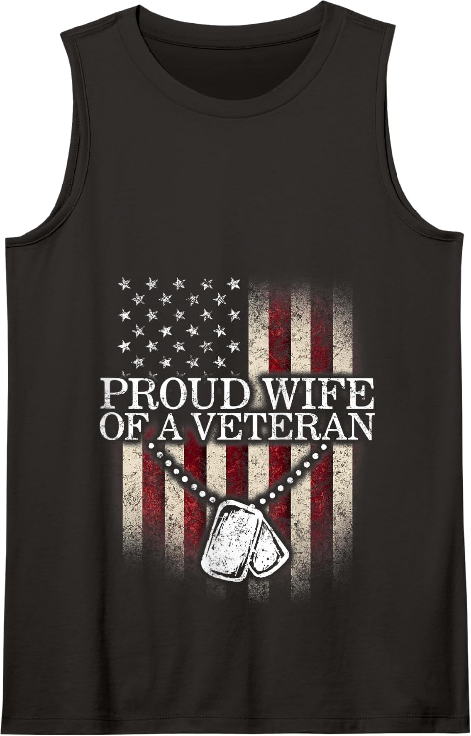 Proud Wife Of A Veteran Veterans Day Patriotic American Flag Tank Top - Black