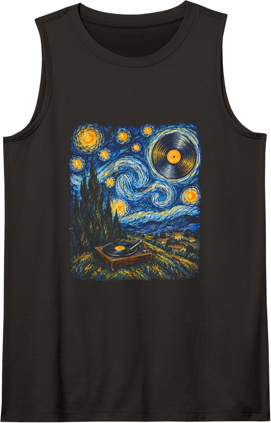 Astronomy Vinyl - Record Player Sleeveless Tank Top - Black