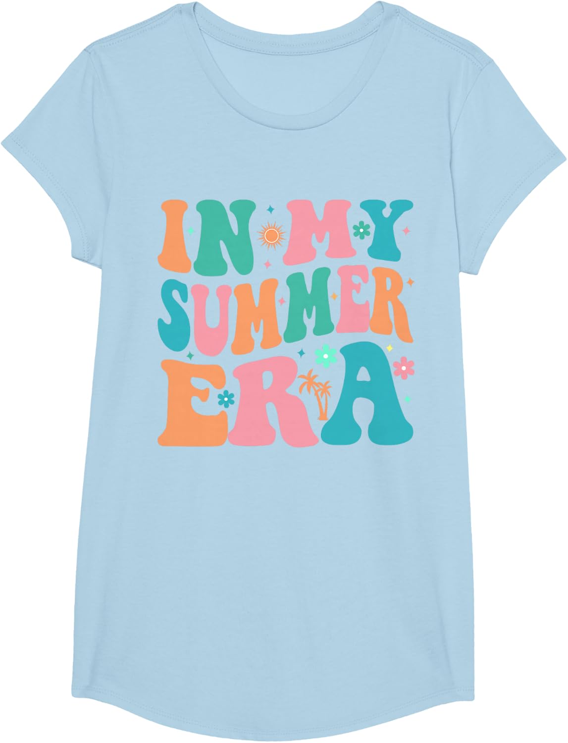 In My Summer Era Groovy Last Day of School Teacher Tees T-Shirts for Women Men - Girls Baby Blue