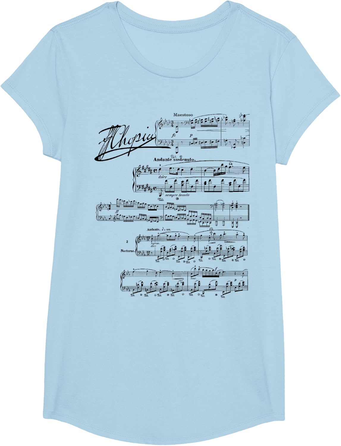 Fryderyk Chopins piano music quotes T-Shirt - Girls Baby Blue