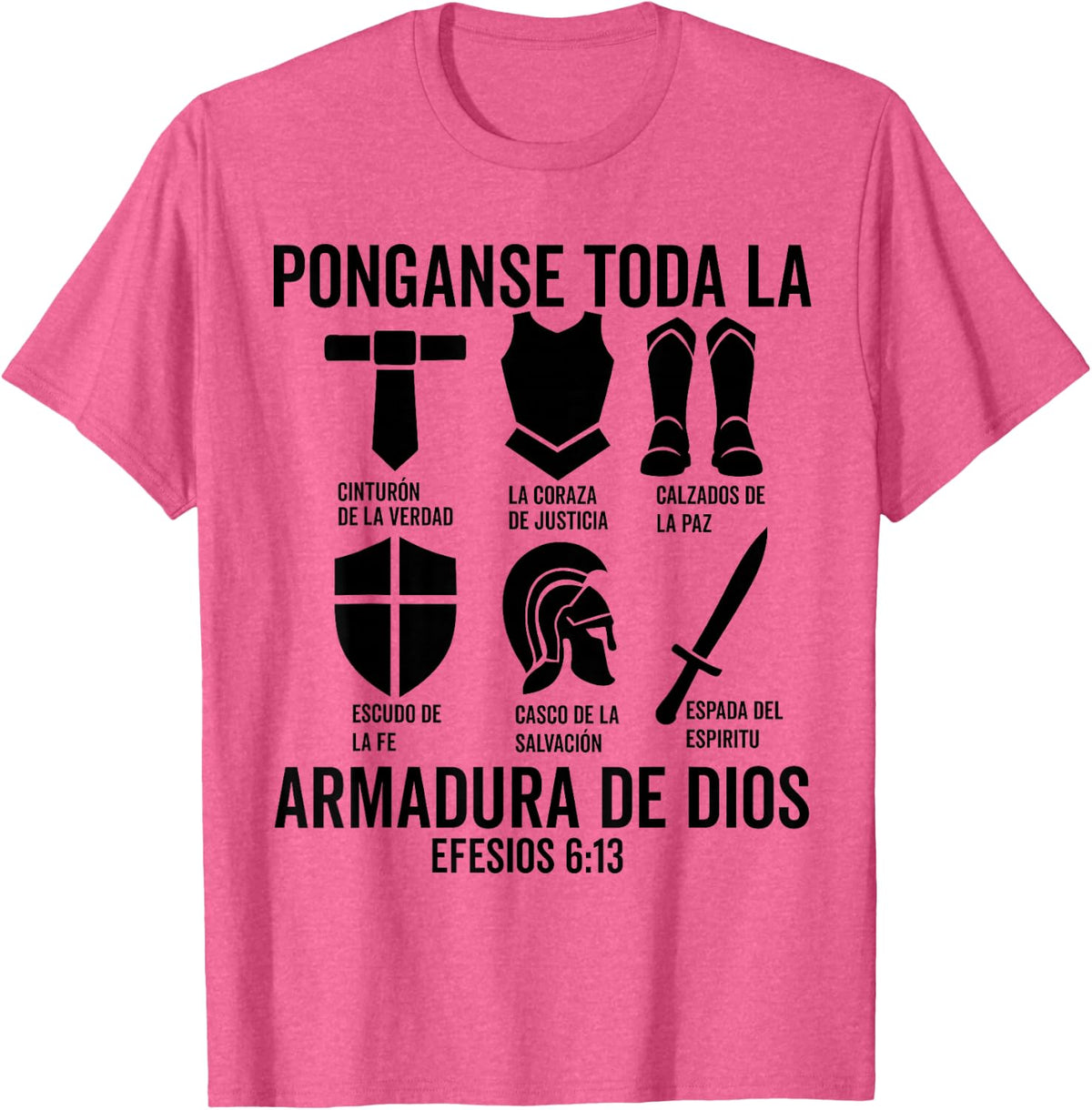 Camiseta cristiana Espanol Efesios 6:13 Spanish Christians T-Shirt - Pink Heather