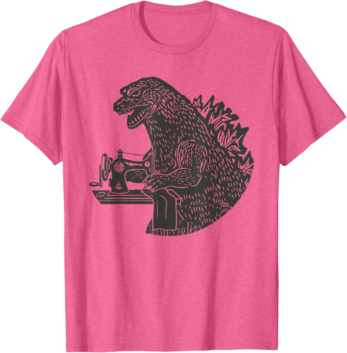 Quiltzilla Funny Monster Sewing Craft Humor T-Shirt - Pink Heather