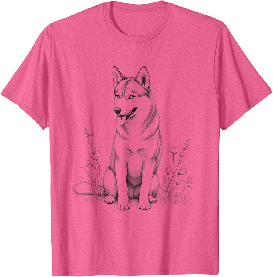 Siberian Husky Dog Design Idea Men Women T-Shirt - Pink Heather