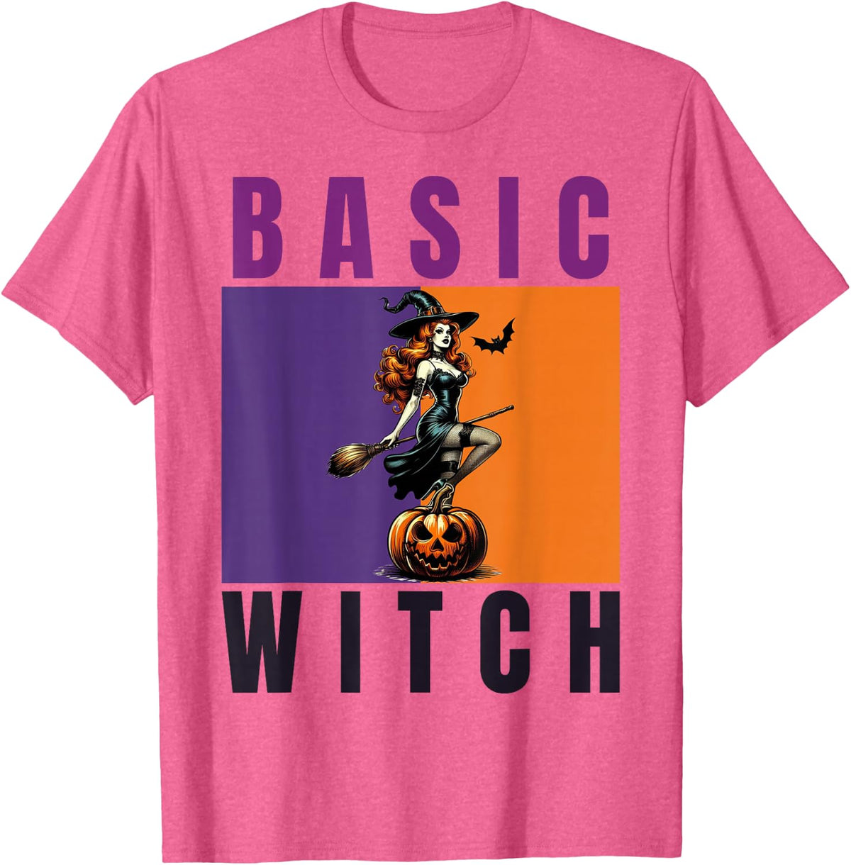Basic Witch Retro T-Shirt - Pink Heather