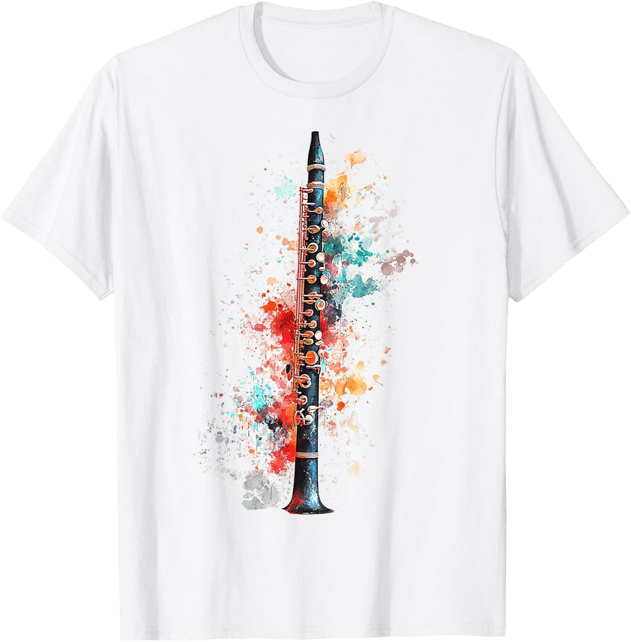 Clarinet Music Instrument Graphic Illustration Clarinet T-Shirt - White