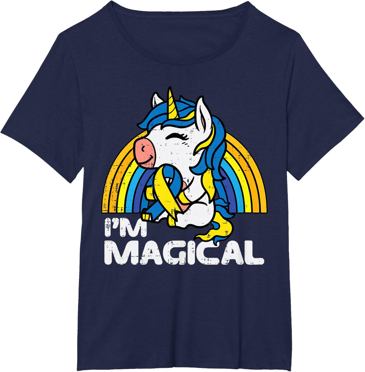 Down Syndrome Awareness Unicorn Magical T-Shirt Tees for Toddler Girls Kids - Navy Blue