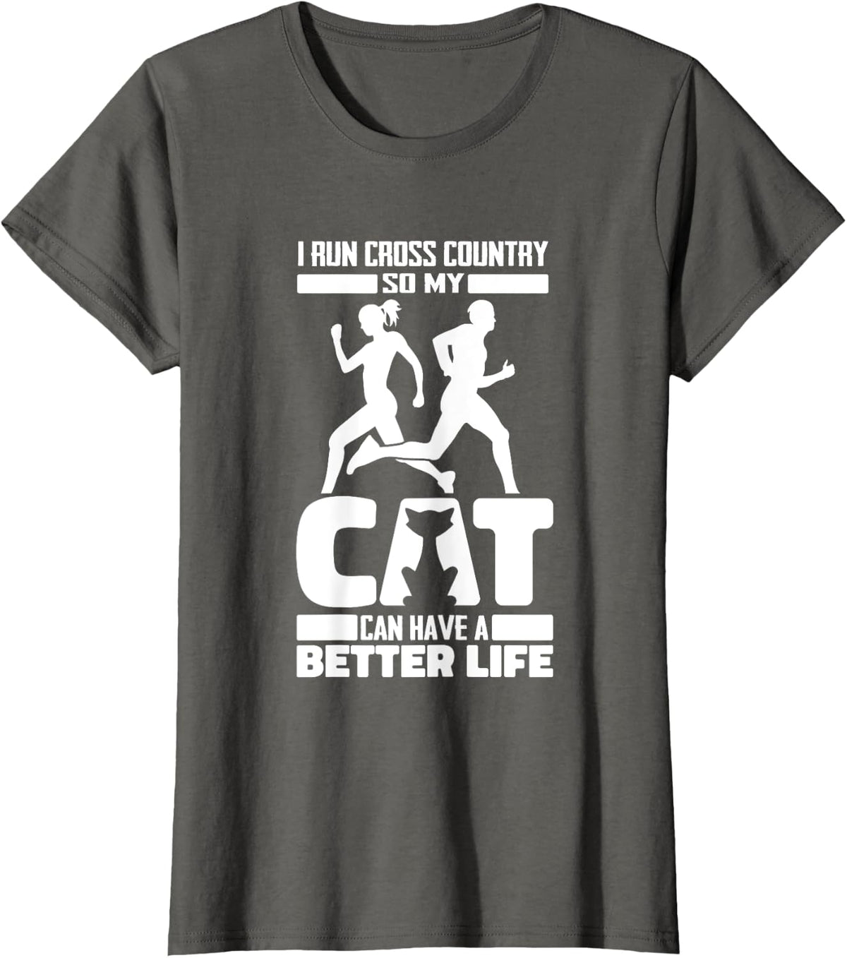 Marathon Cat Trail Runner - Endurance Running Men Women T-Shirt - Asphalt Grey