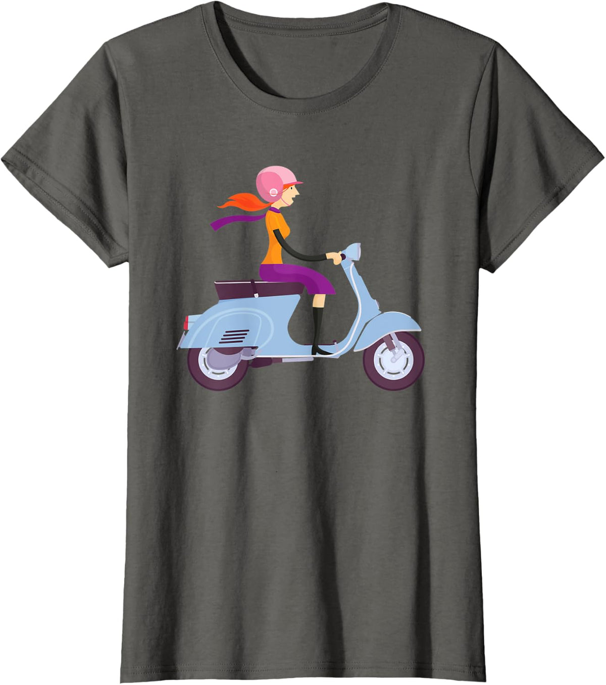 Girl ride Scooter funny moped biker woman gift T-Shirt - Asphalt Grey