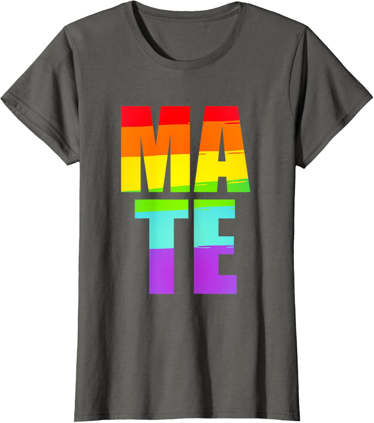 Soul Mate LGBTQ Pride Matching Gay Lesbian Couple Rainbow T-Shirt - Asphalt Grey