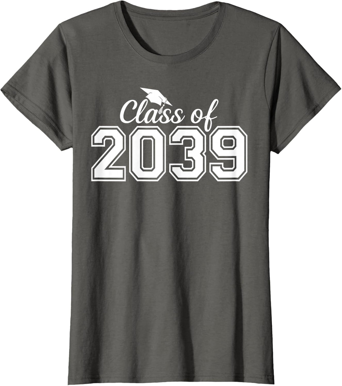 Class of 2039 Grow with Me Funny Preschool Graduation T-Shirt - Asphalt Grey