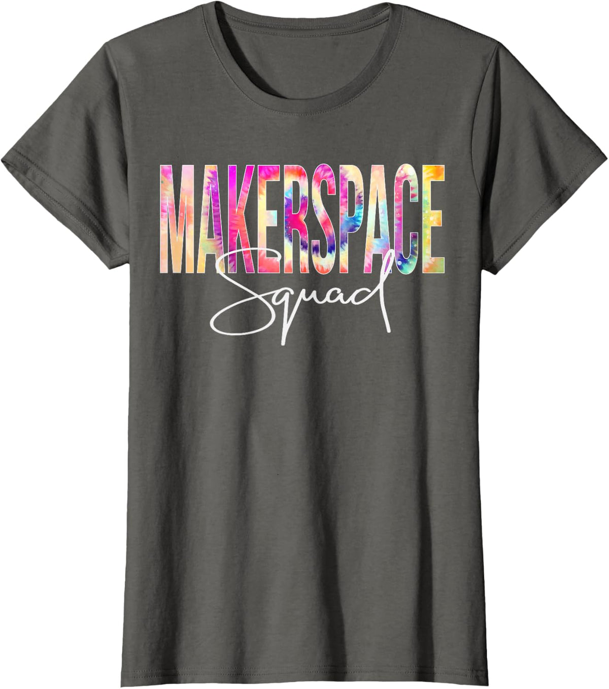 MakerSpace Squad Tie Dye Back To School appreciation T-Shirt - Asphalt Grey