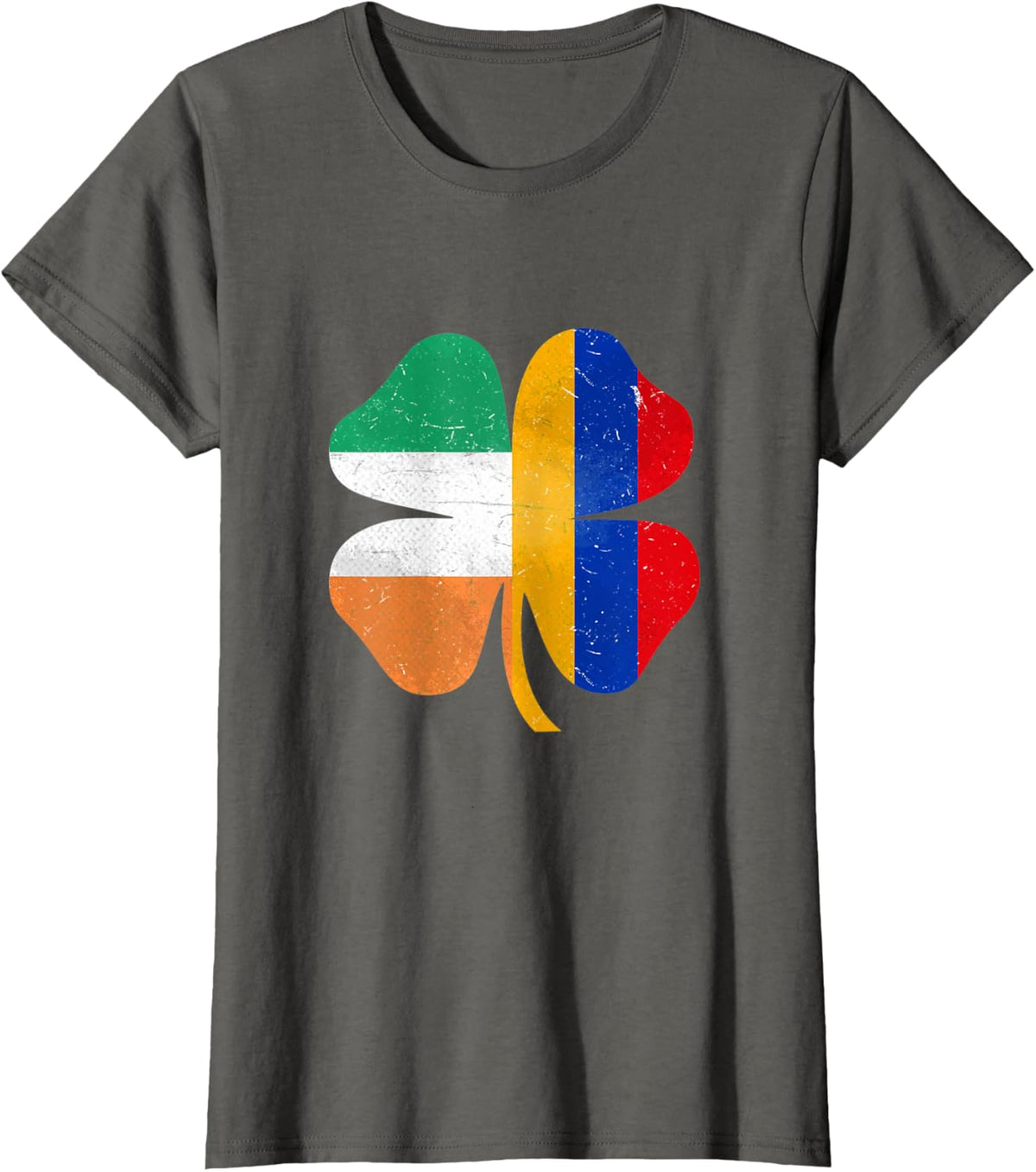 Armenian Irish Shamrock Armenia Ireland St. Patrick's Day T-Shirt - Asphalt Grey