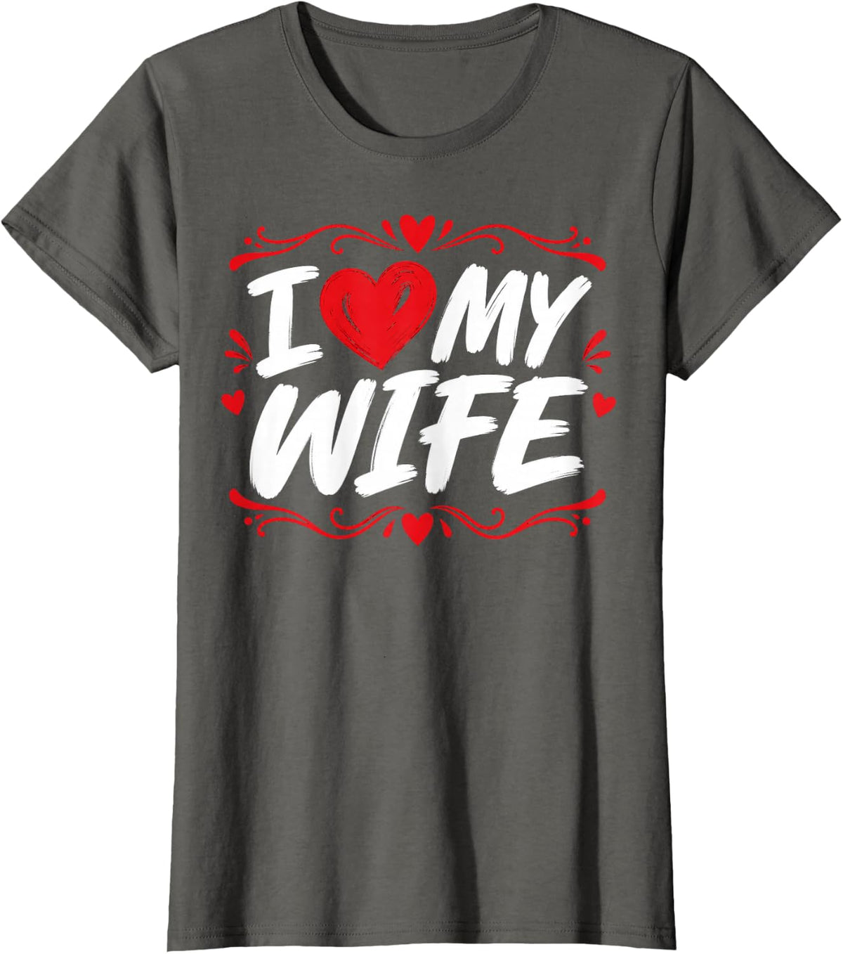 I Love My Wife Heart Design T-Shirt - Asphalt Grey
