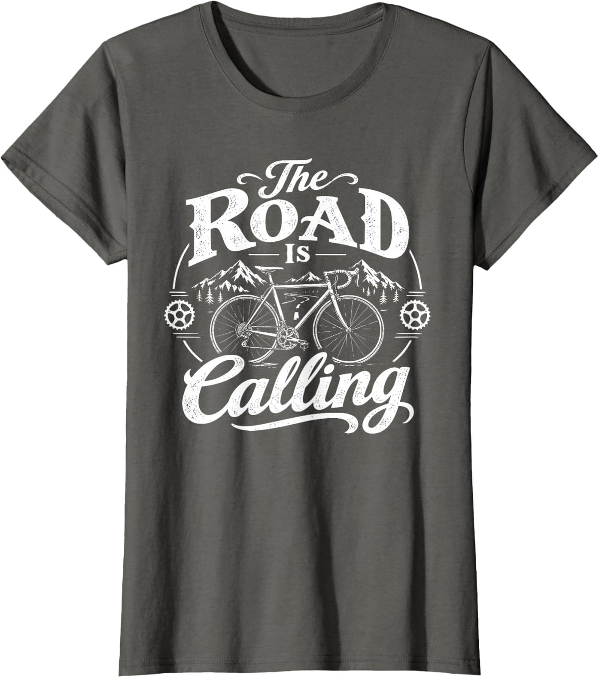 Bike & Biking, The Road is Calling T-Shirt - Asphalt Grey