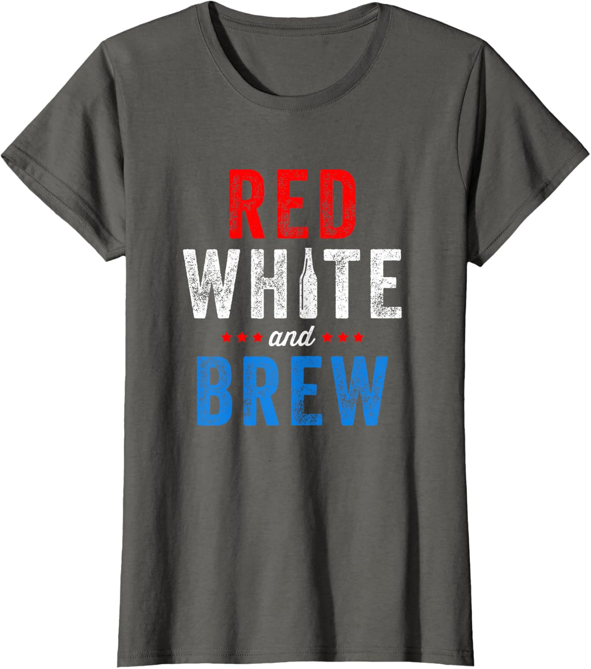 Red White And Brew Fourth Of July Beer T-Shirt - Asphalt Grey