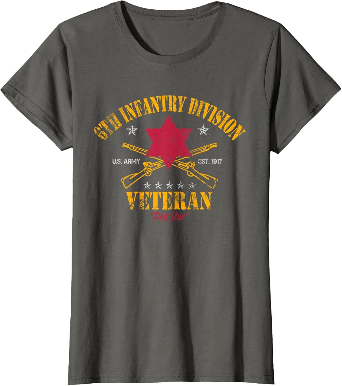 6th Infantry Division Veteran Vintage Military Patriotic T-Shirt - Asphalt Grey