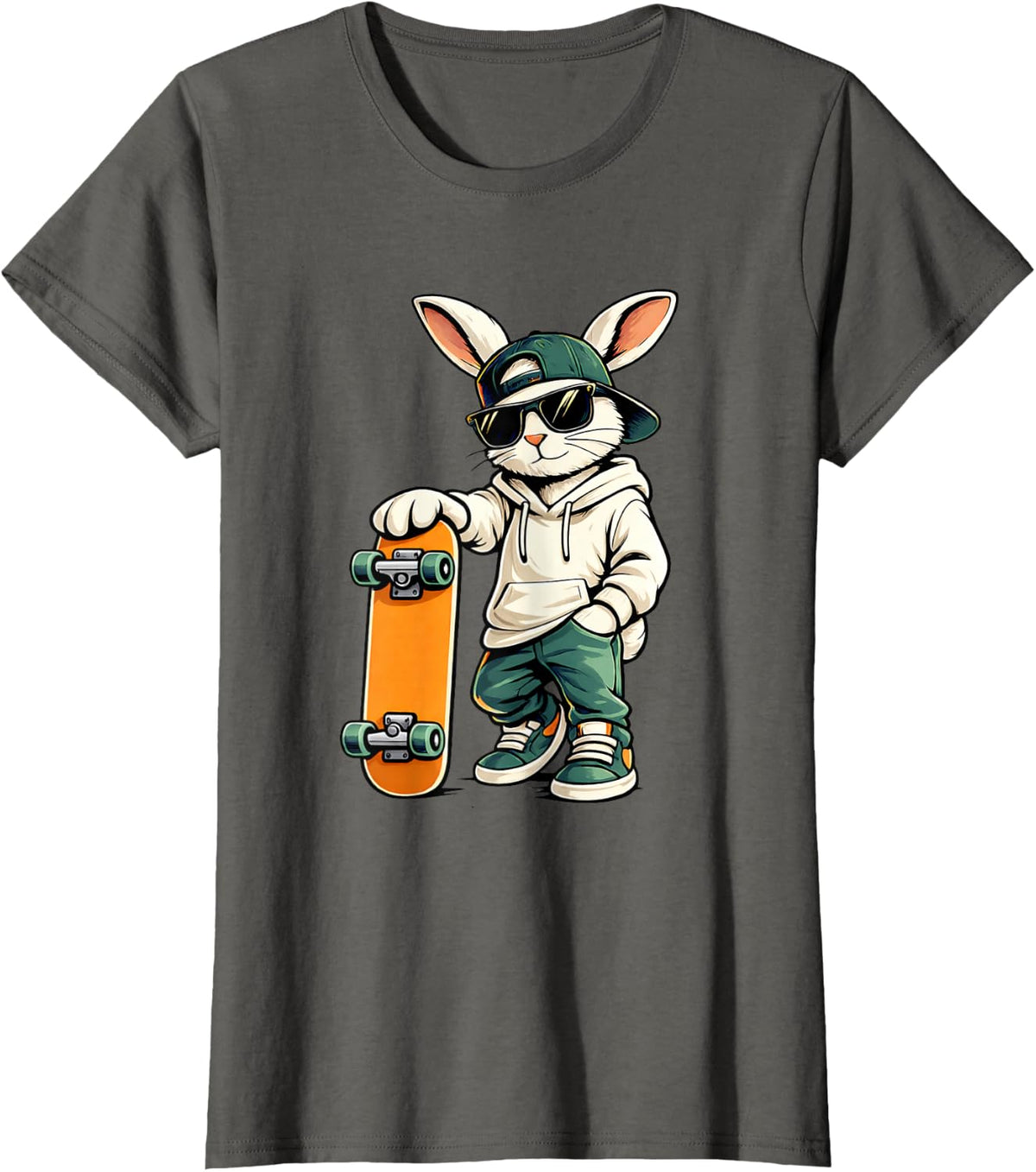 Easter Skater Bunny Skateboard Rabbit Skating Boys Kids Men T-Shirt - Asphalt Grey