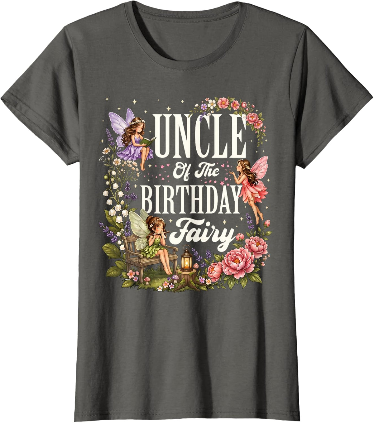 Uncle of The Birthday Fairy Girls Birthday Family Matching T-Shirt - Asphalt Grey