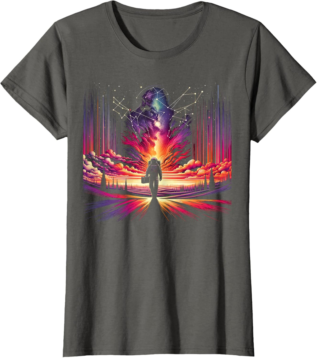 Constellation Astronaut | Men Women T-Shirt (S-6XL) T-Shirt - Asphalt Grey