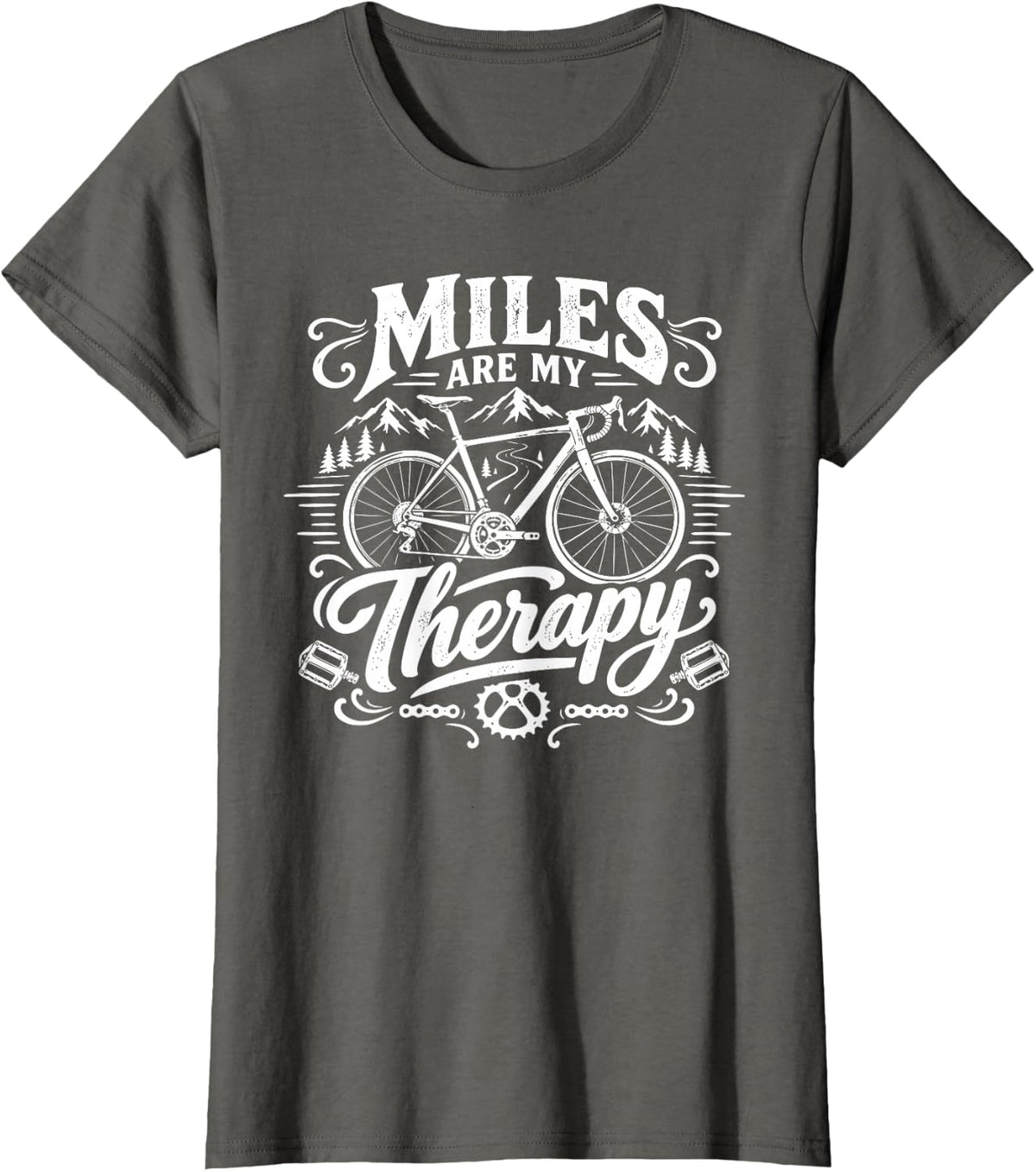 Bike & Biking, Miles are My Therapy T-Shirt - Asphalt Grey