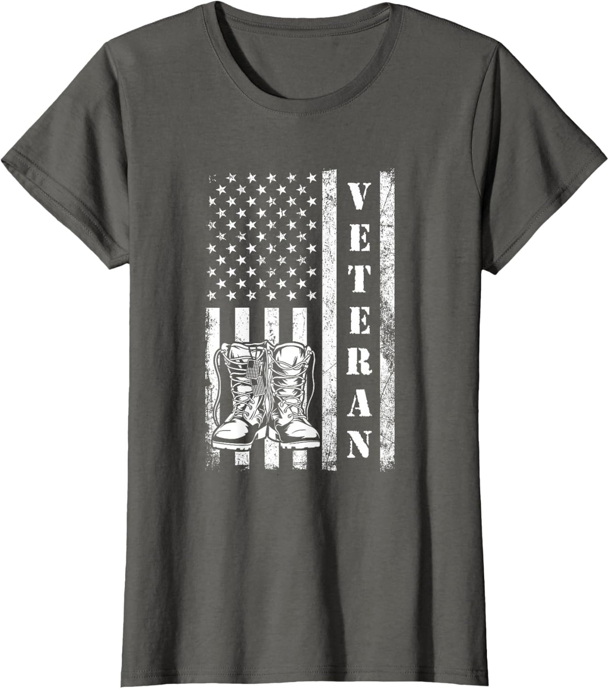 Veteran Day Military Combat Boots Dog Tags Appreciation T-Shirt - Asphalt Grey