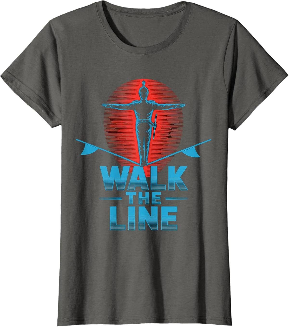 Walk The Line Drum Major Retro Design T-Shirt - Asphalt Grey